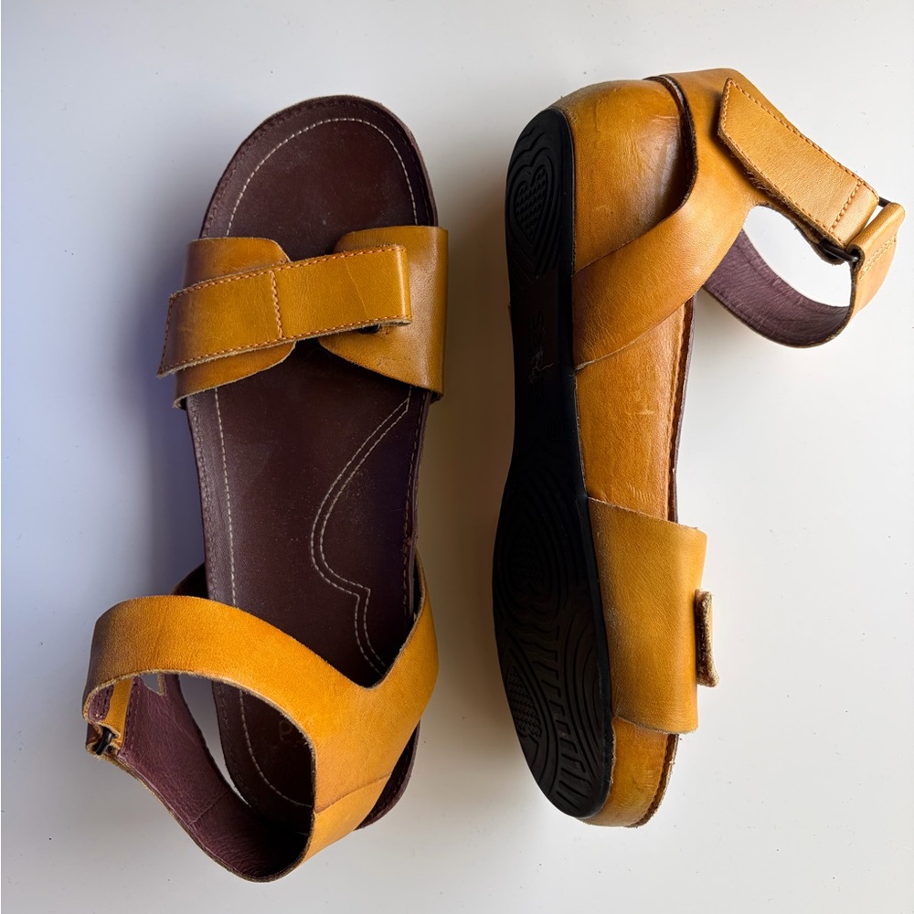 Sanita sandals leather ochre yellow size 40